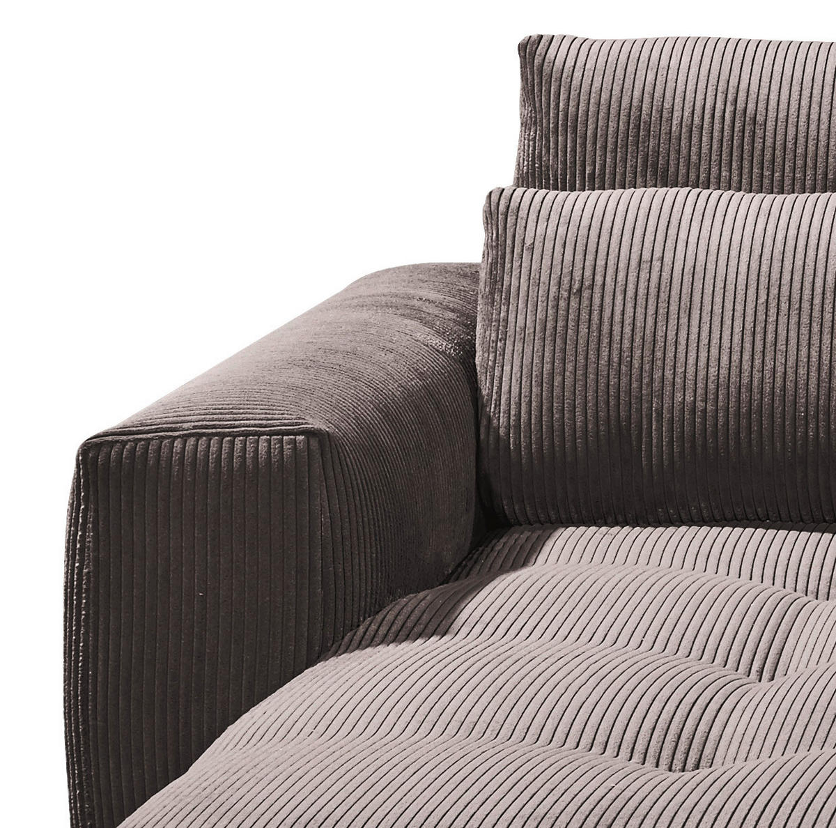 BIGSOFA in Cord Mokka  - Schwarz/Mokka, Konventionell, Holzwerkstoff/Kunststoff (292/90/194cm) - MID.YOU