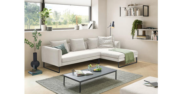 ECKSOFA  in Feincord Weiß  284/178 cm  - Schwarz/Weiß, KONVENTIONELL, Textil/Metall (284/178cm) - Hom`in