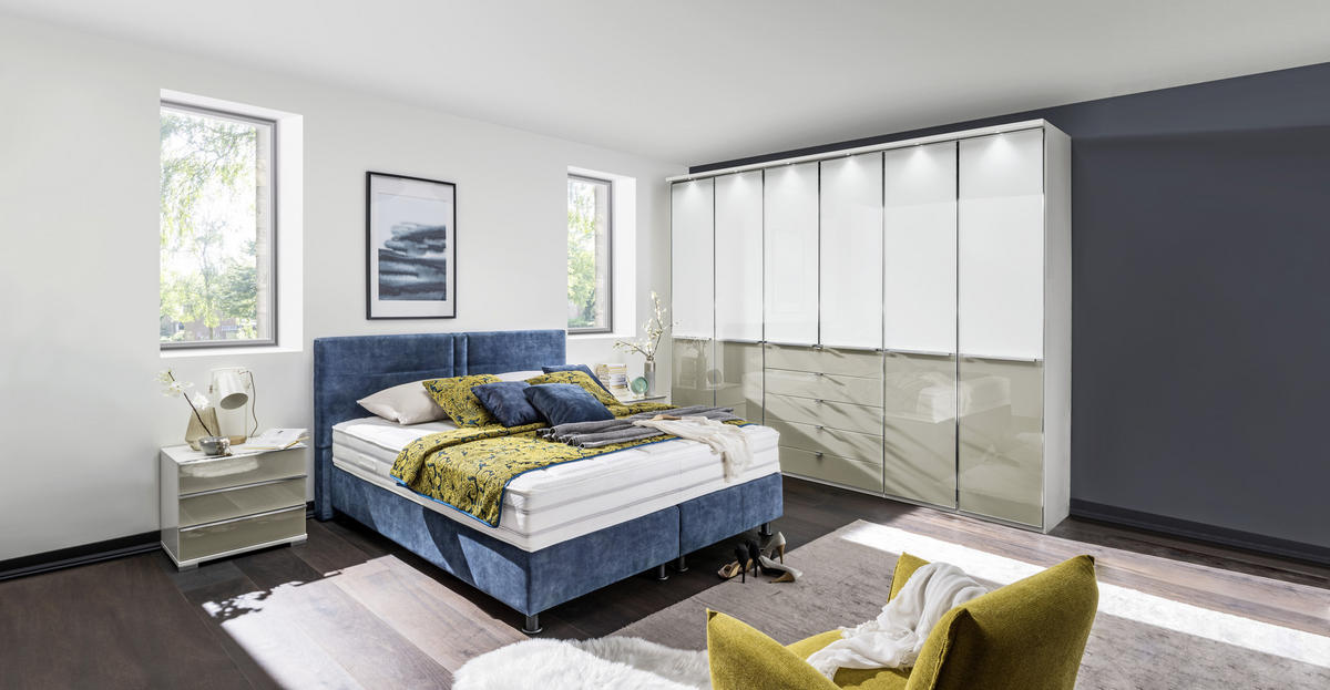 BOXSPRINGBETT 180/200 cm  in Petrol  - Petrol/Schwarz, Design, Textil/Metall (180/200cm) - Beldomo - Sleep