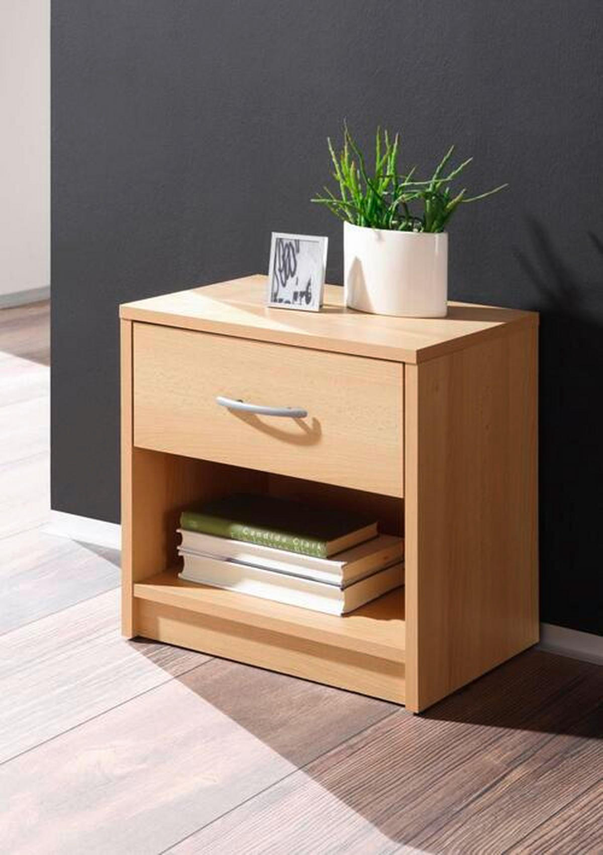 NACHTSCHRANK 39/41/28 cm  - Buchefarben/Silberfarben, Basics, Holzwerkstoff/Kunststoff (39/41/28cm) - P & B