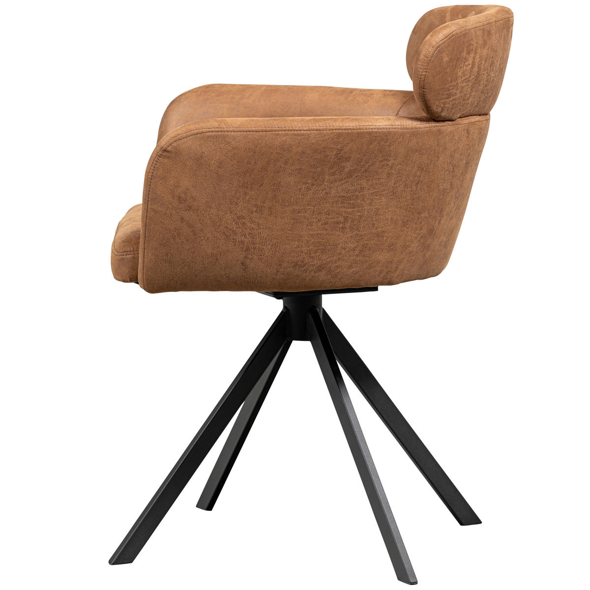 ARMLEHNSTUHL-SET 2 Stück  in Eisen Lederlook  - Cognac/Schwarz, MODERN, Textil/Metall (58/80/60cm) - Livetastic