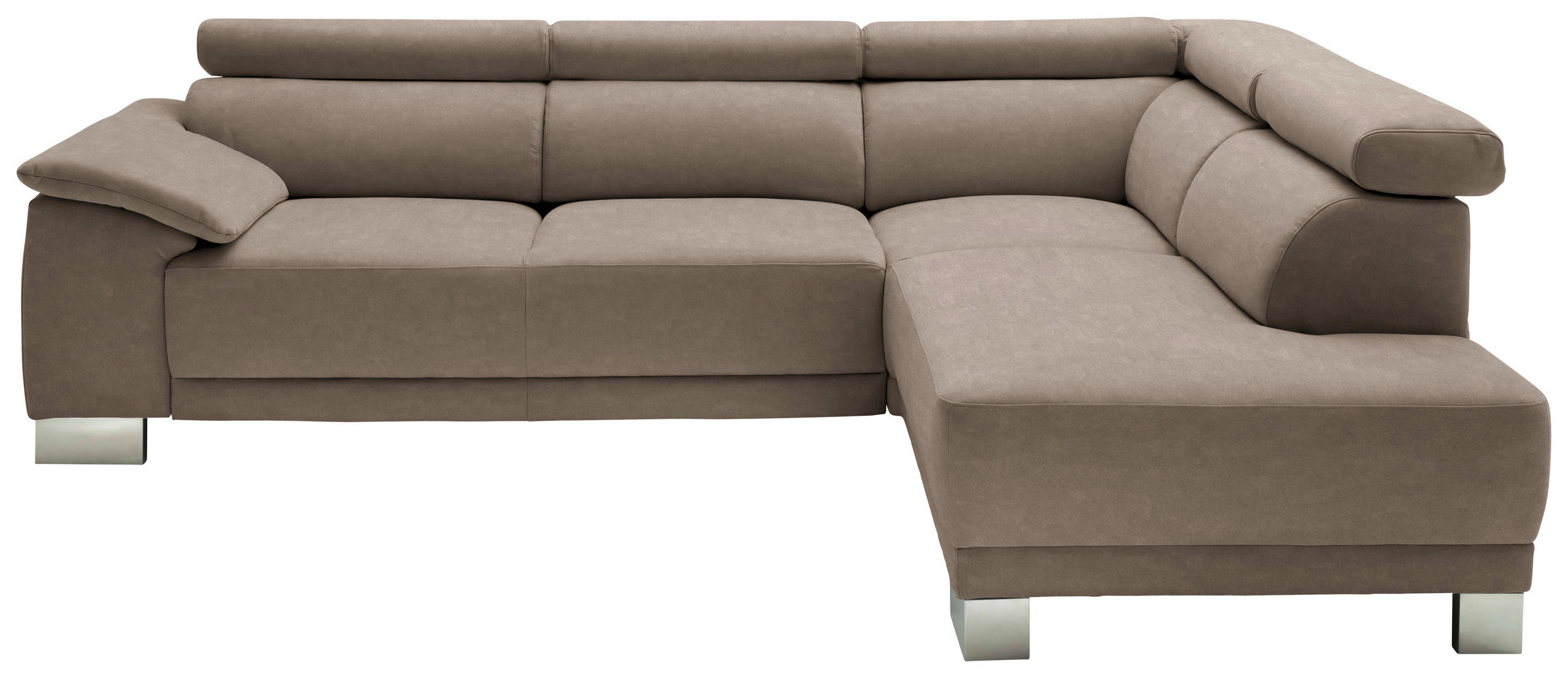 ECKSOFA in Mikrofaser Hellbraun  270/205 cm  - Chromfarben/Hellbraun, Design, Textil (270/205cm) - Pure Home Lifestyle