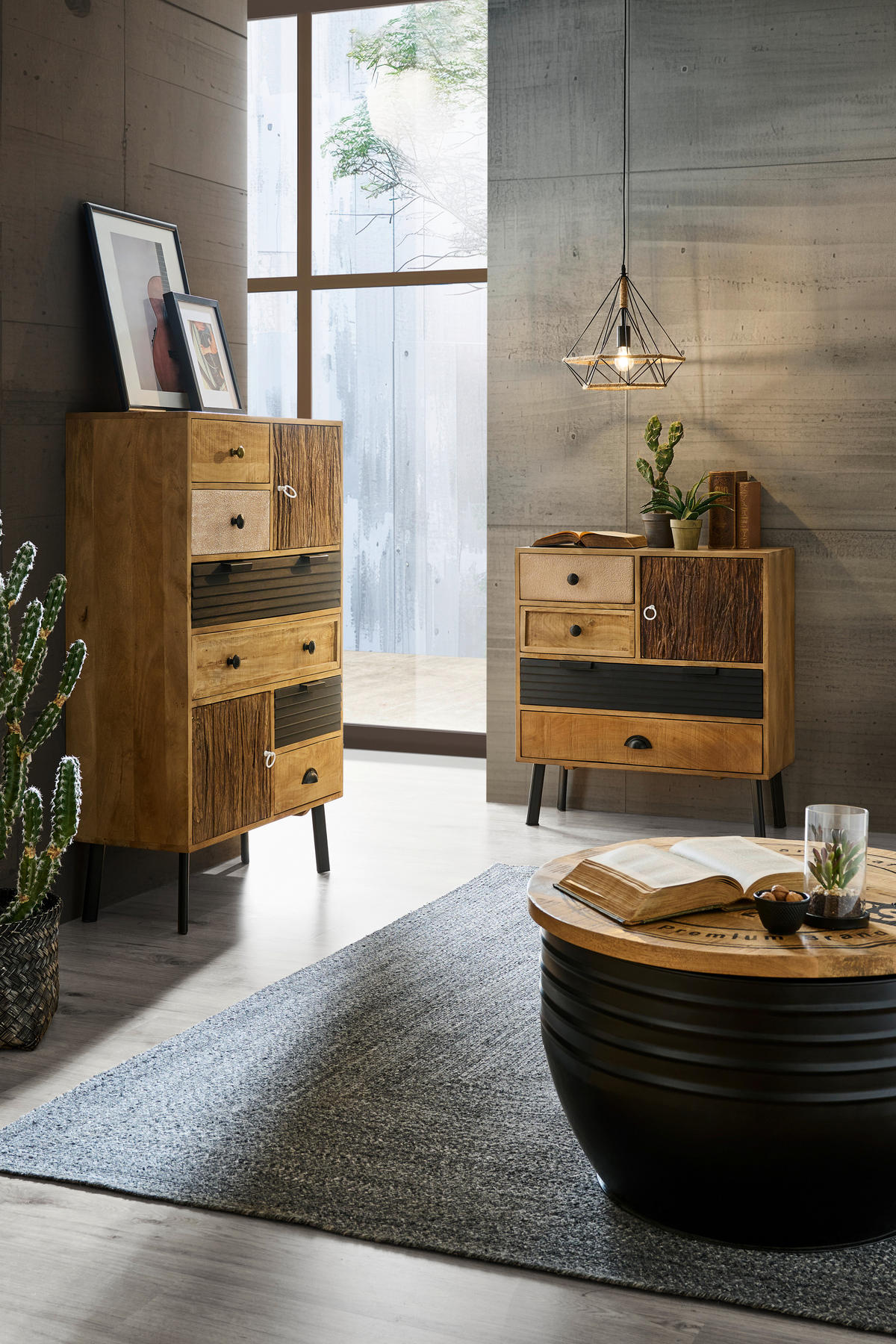 KOMMODE 80/125/35 cm  in Hellbraun, Schwarz, Dunkelbraun  - Hellbraun/Dunkelbraun, Lifestyle, Holz/Metall (80/125/35cm) - Landscape