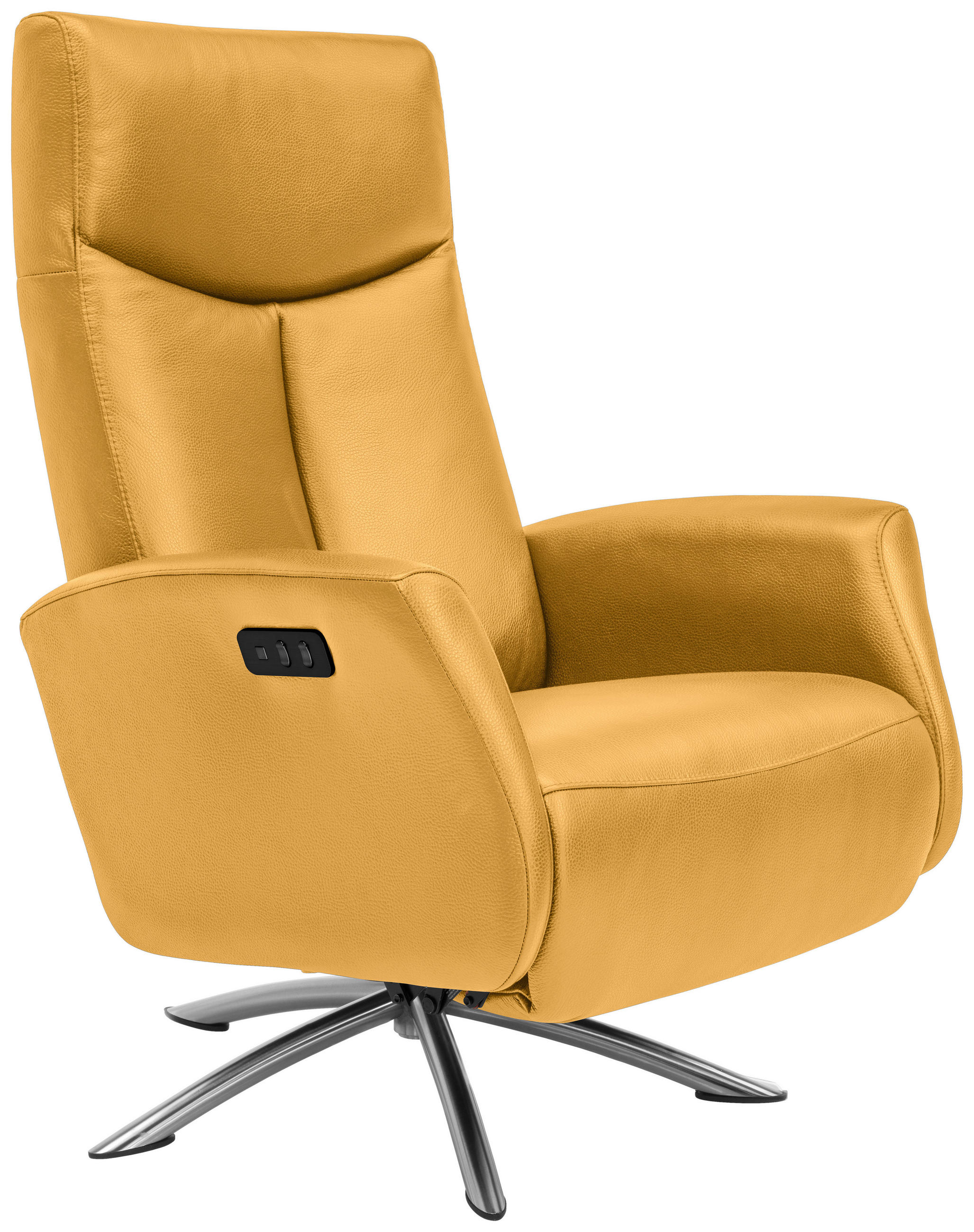 RELAXSESSEL in Leder Gelb  - Gelb/Silberfarben, Design, Leder/Metall (73/105/82cm) - Welnova