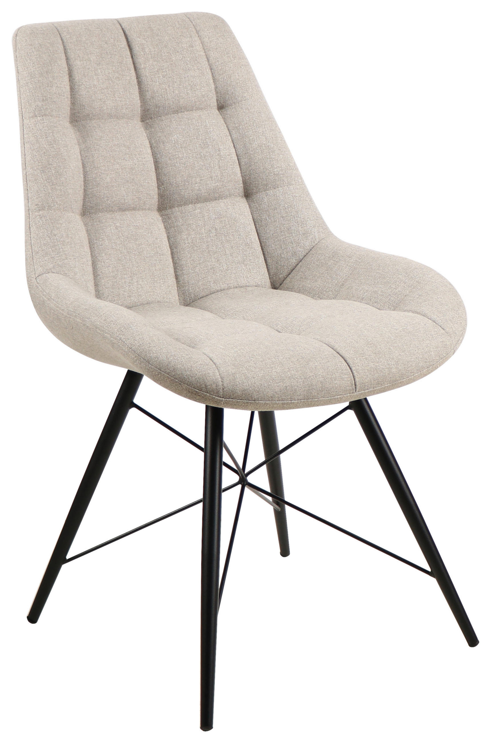 STUHL Leinenoptik Schwarz, Beige  - Beige/Schwarz, Design, Textil/Metall (51/86/61cm) - Xora