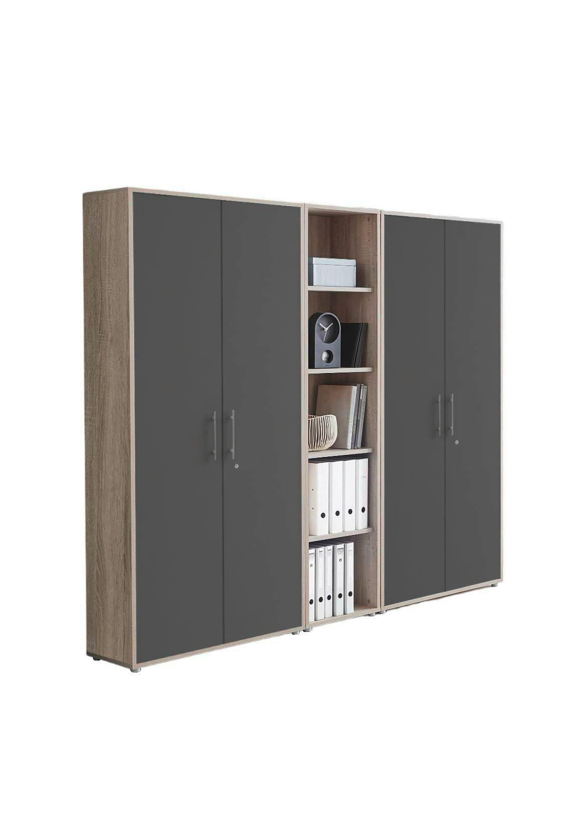 Mid.you Aktenschrank Office Edition Anthrazit, Sonoma Eiche 212.9x185.6x33 cm
