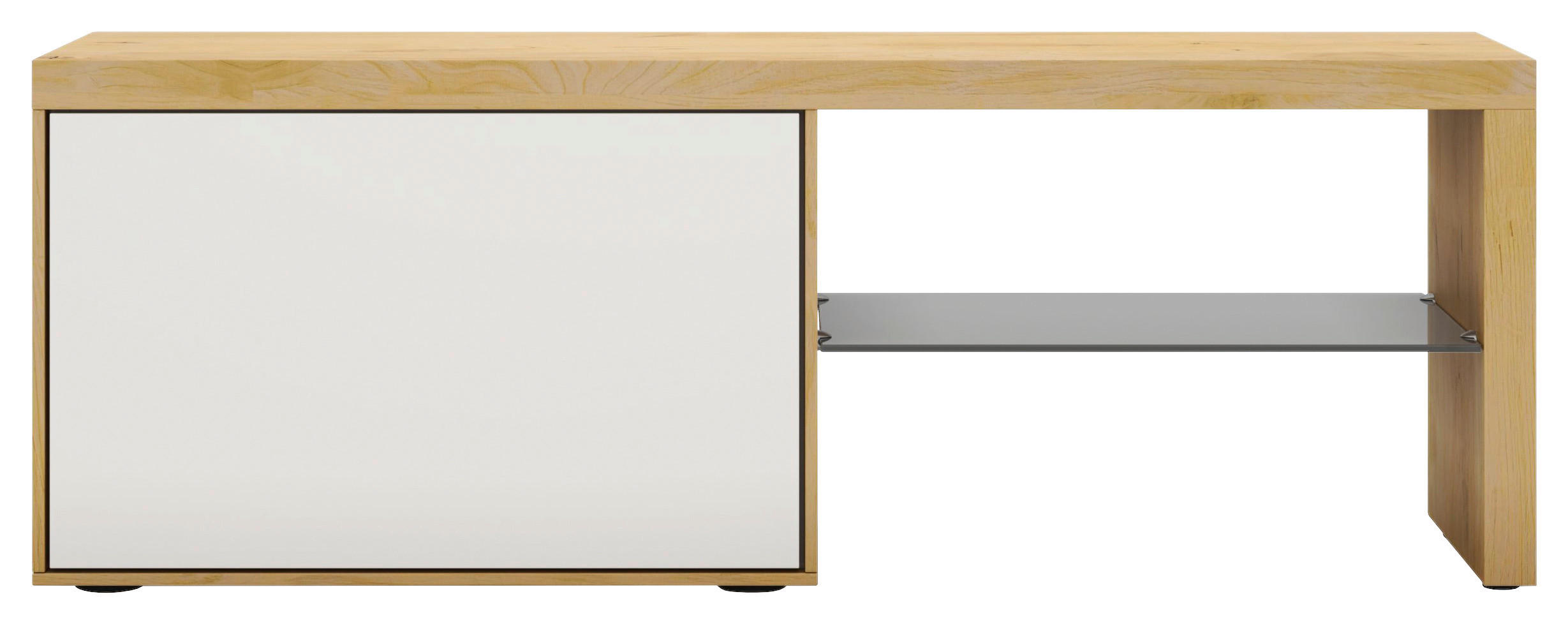 GARDEROBENBANK Nussbaum furniert Weiß, Nussbaumfarben  - Nussbaumfarben/Weiß, Design, Glas/Holz (122,6/43/41,6cm) - Moderano