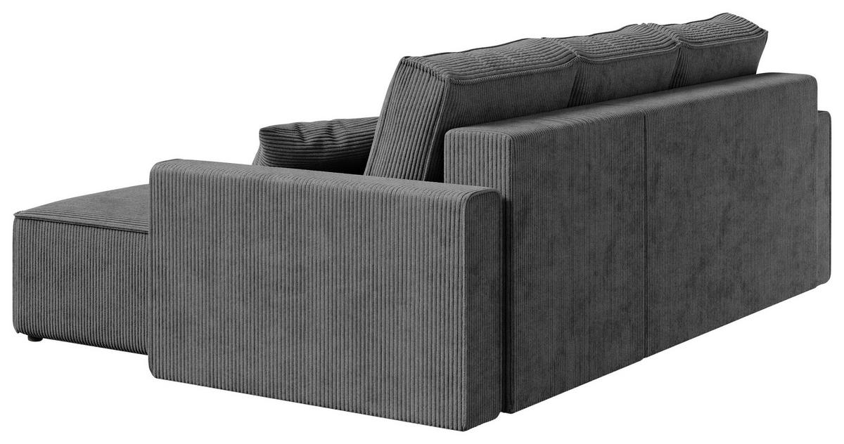 ECKSOFA Dunkelgrau Cord  - Dunkelgrau/Schwarz, KONVENTIONELL, Kunststoff/Textil (232/143cm) - Carryhome