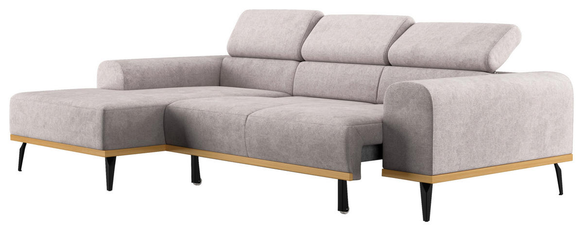 ECKSOFA Grau Mikrofaser  - Schwarz/Grau, KONVENTIONELL, Textil/Metall (157/244cm) - Cotta