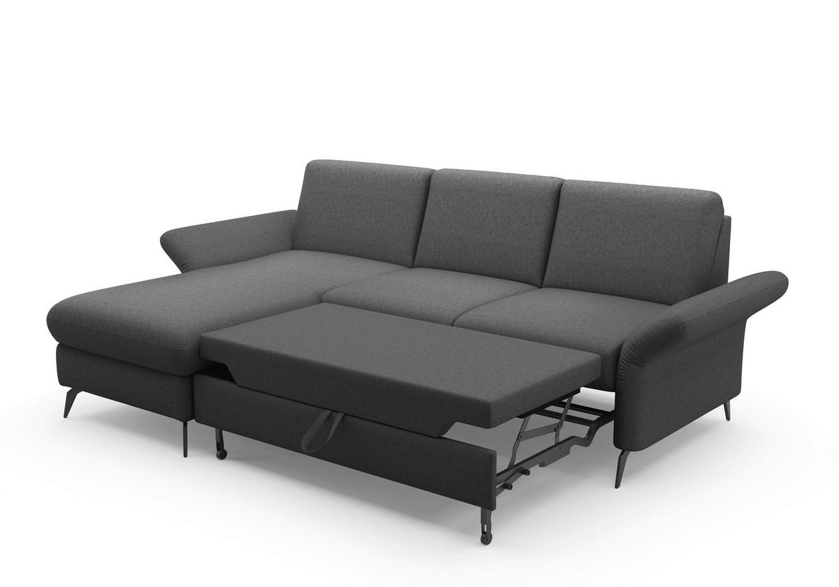ECKSOFA ROCHELLE E Dunkelgrau Flachgewebe  - Dunkelgrau/Schwarz, KONVENTIONELL, Textil/Metall (164/251cm) - Sit & More