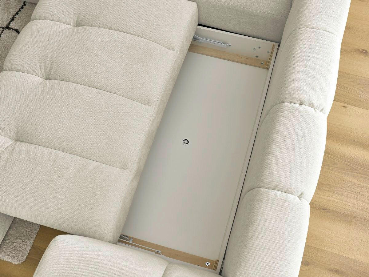 ECKSCHLAFSOFA FUJI Leinenoptik Beige  inkl.  - Beige/Schwarz, MODERN, Kunststoff/Textil (204/282cm)