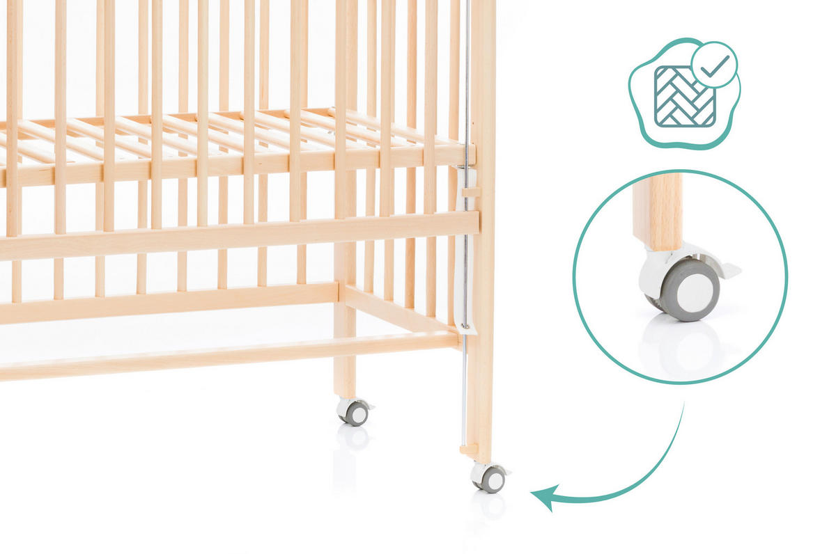 BEISTELLBETT Nino  - Naturfarben, Basics, Holz (94/69/85cm) - Fillikid