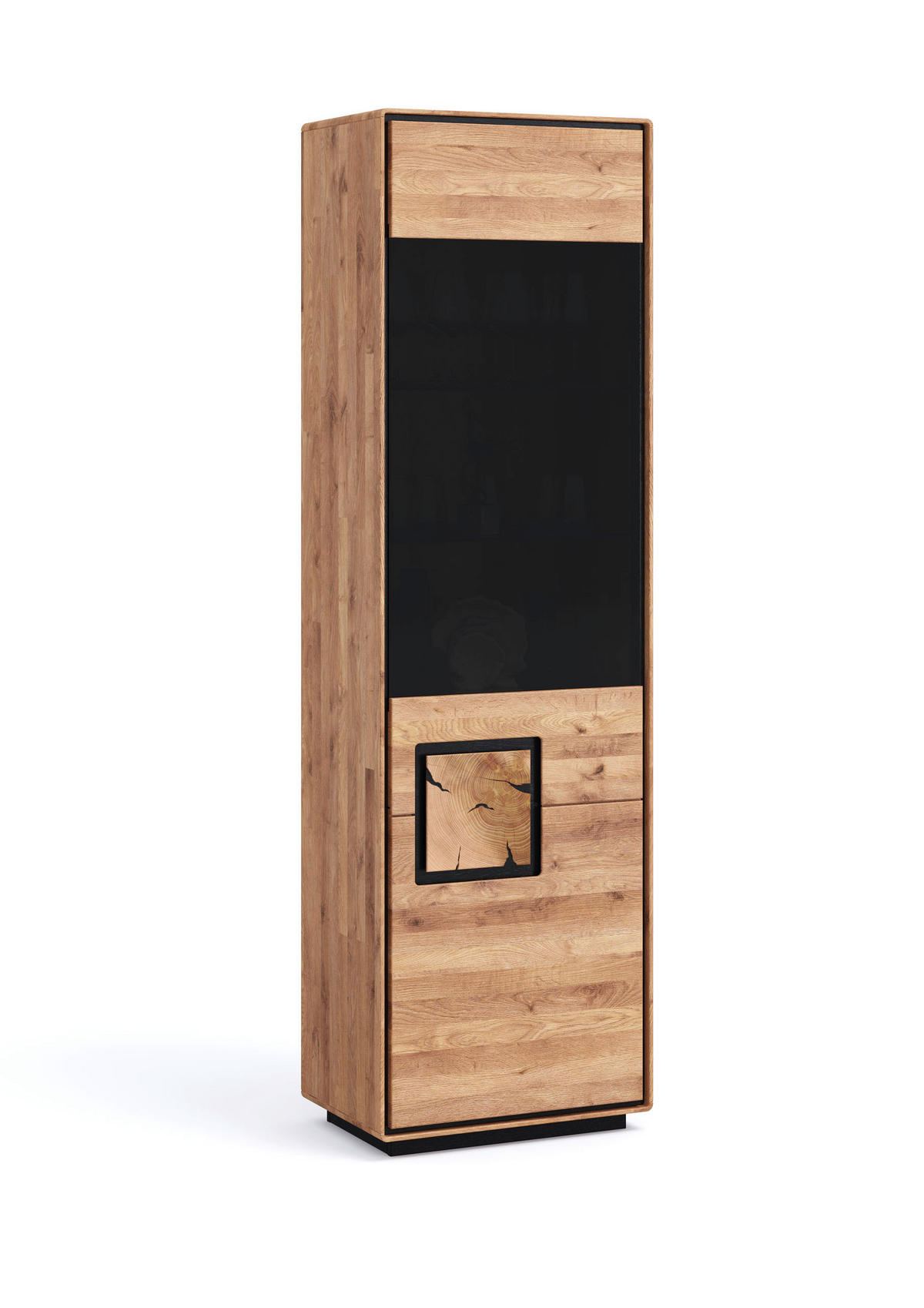 VITRINE  in massiv Wildeiche Schwarz, Wildeiche  - Wildeiche/Schwarz, Basics, Glas/Holz (60/203/40cm) - Livetastic