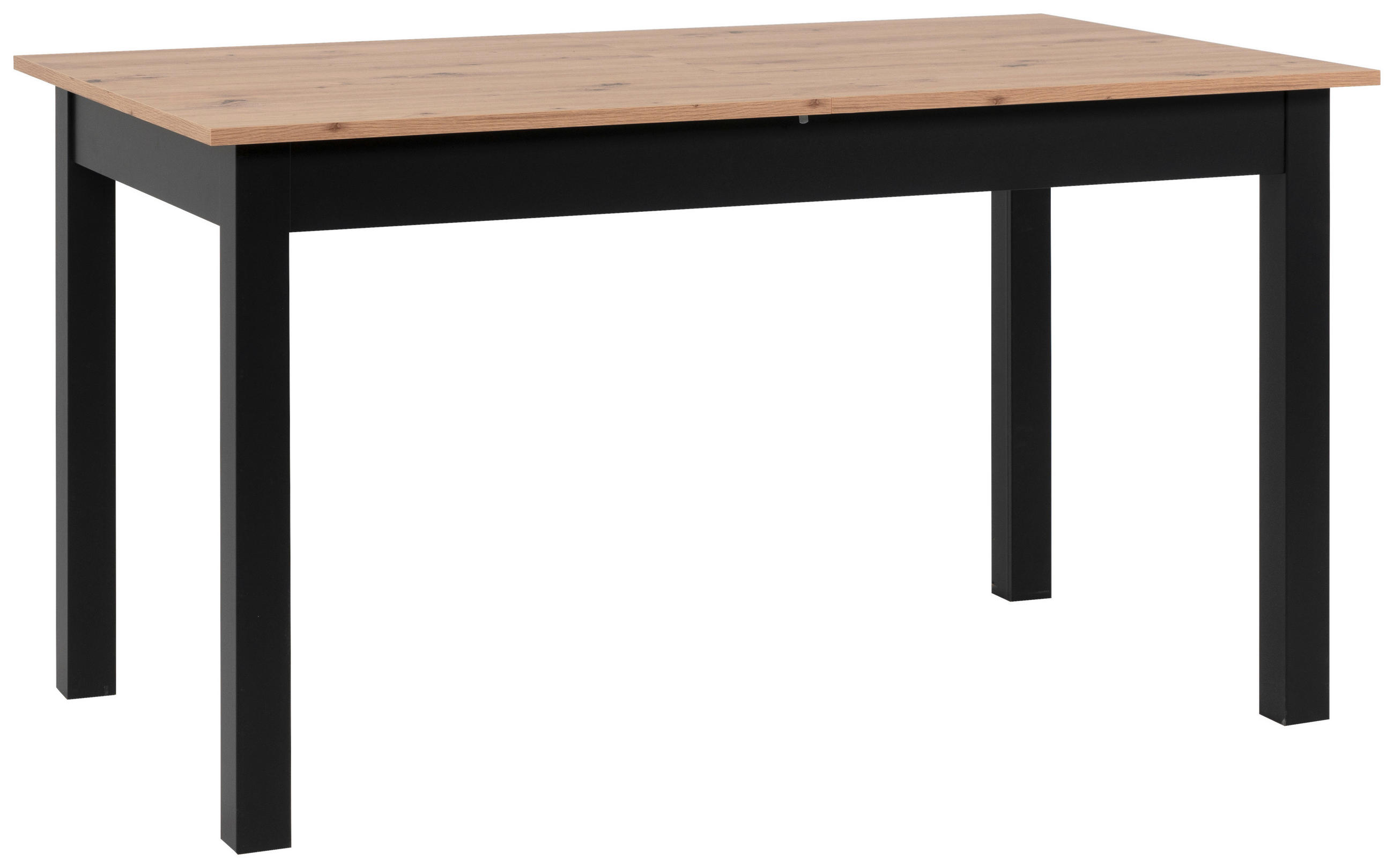 P & B Esstisch Schwarz, Eiche Artisan 80x76.5x140-180 cm