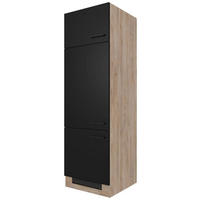 GERÄTEUMBAUSCHRANK 60/200/57 cm  in Schwarz, Eichefarben  - Eichefarben/Schwarz, KONVENTIONELL, Holzwerkstoff/Metall (60/200/57cm) - FlexWell