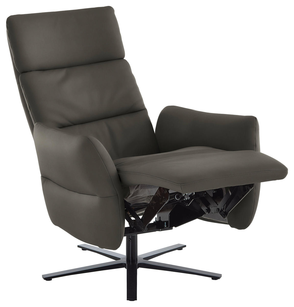 RELAXSESSEL in Leder Dunkelgrau  - Dunkelgrau/Schwarz, Design, Leder/Metall (82/119/85cm) - Dieter Knoll