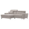 ECKSOFA in Velours Beige  - Beige/Schwarz, Design, Textil/Metall (181/267cm) - Carryhome