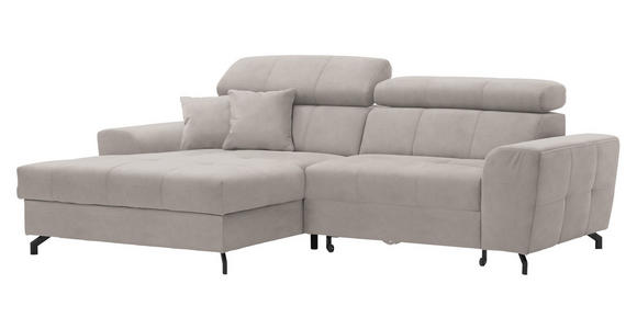 ECKSOFA in Velours Beige  - Beige/Schwarz, Design, Textil/Metall (181/267cm) - Carryhome