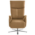 RELAXSESSEL in Leder Honig  - Edelstahlfarben/Honig, Design, Leder/Metall (70/124/85cm) - Cantus