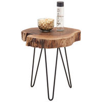 PRÍRUČNÝ STOLÍK, akácia, čierna, farba akácie - čierna/farba akácie, Trend, kov/drevo (35-40/48/48cm) - Ambia Home