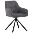 ARMLEHNSTUHL  Stoffauswahl, Sitzfläche 360° drehbar, inklusive Armlehnen Cord  - Dunkelgrau/Schwarz, Design, Textil/Metall (56/83/62cm) - Carryhome