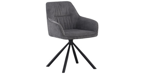 ARMLEHNSTUHL  Stoffauswahl, Sitzfläche 360° drehbar, inklusive Armlehnen Cord  - Dunkelgrau/Schwarz, Design, Textil/Metall (56/83/62cm) - Carryhome
