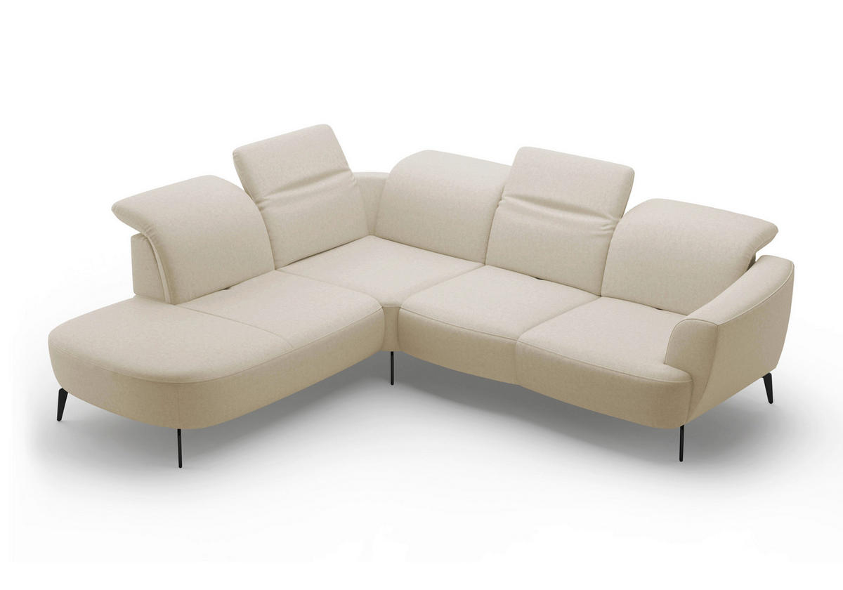 ECKSOFA in Flachgewebe Creme  267/300 cm  - Creme/Schwarz, KONVENTIONELL, Textil/Metall (267/300cm) - Sit & More