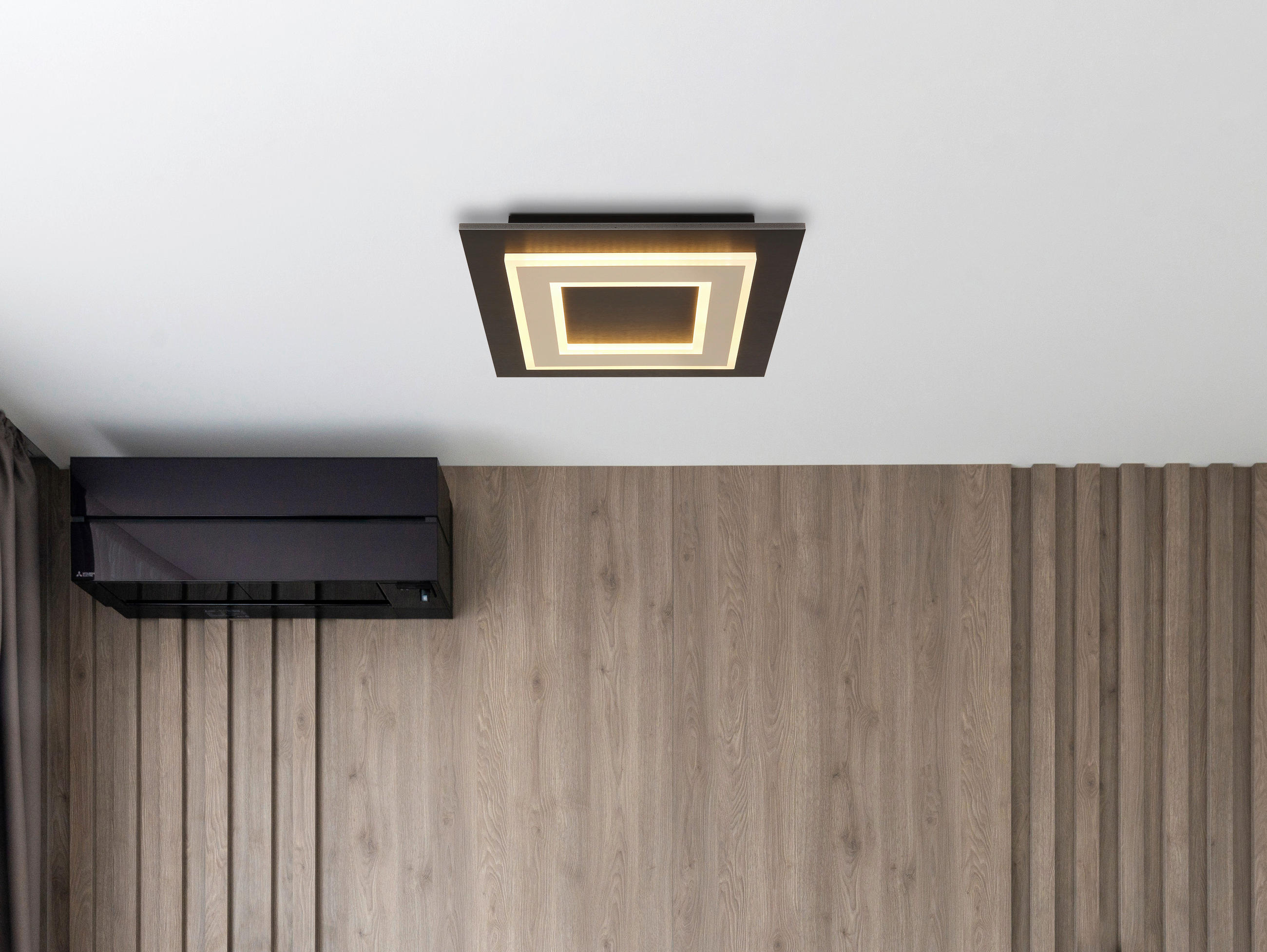 DECKENLEUCHTE 24 W    32/32/5,5 cm  - Champagner/Dunkelbraun, Design, Holz/Kunststoff (32/32/5,5cm) - Novel