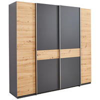 KLEIDERSCHRANK 215/211/60 cm 4-türig Graphitfarben, Eiche Artisan  - Silberfarben/Graphitfarben, KONVENTIONELL, Holzwerkstoff/Kunststoff (215/211/60cm) - Boxxx