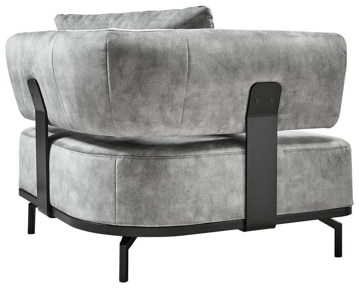 SESSEL in Samt Hellgrau  - Hellgrau/Schwarz, Design, Textil/Metall (98/85/98cm) - Dieter Knoll