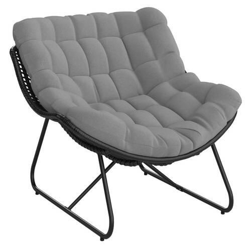 GARTENSESSEL Stahl Schwarz, Taupe  - Taupe/Schwarz, KONVENTIONELL, Kunststoff/Textil (97/83,5/110,5cm) - Ambia Garden