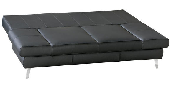 SCHLAFSOFA Schwarz Echtleder  - Chromfarben/Schwarz, KONVENTIONELL, Leder/Metall (200/85/90cm) - Novel