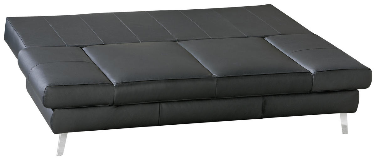 SCHLAFSOFA in Echtleder Schwarz  - Chromfarben/Schwarz, Konventionell, Leder/Metall (200/85/90cm) - Novel