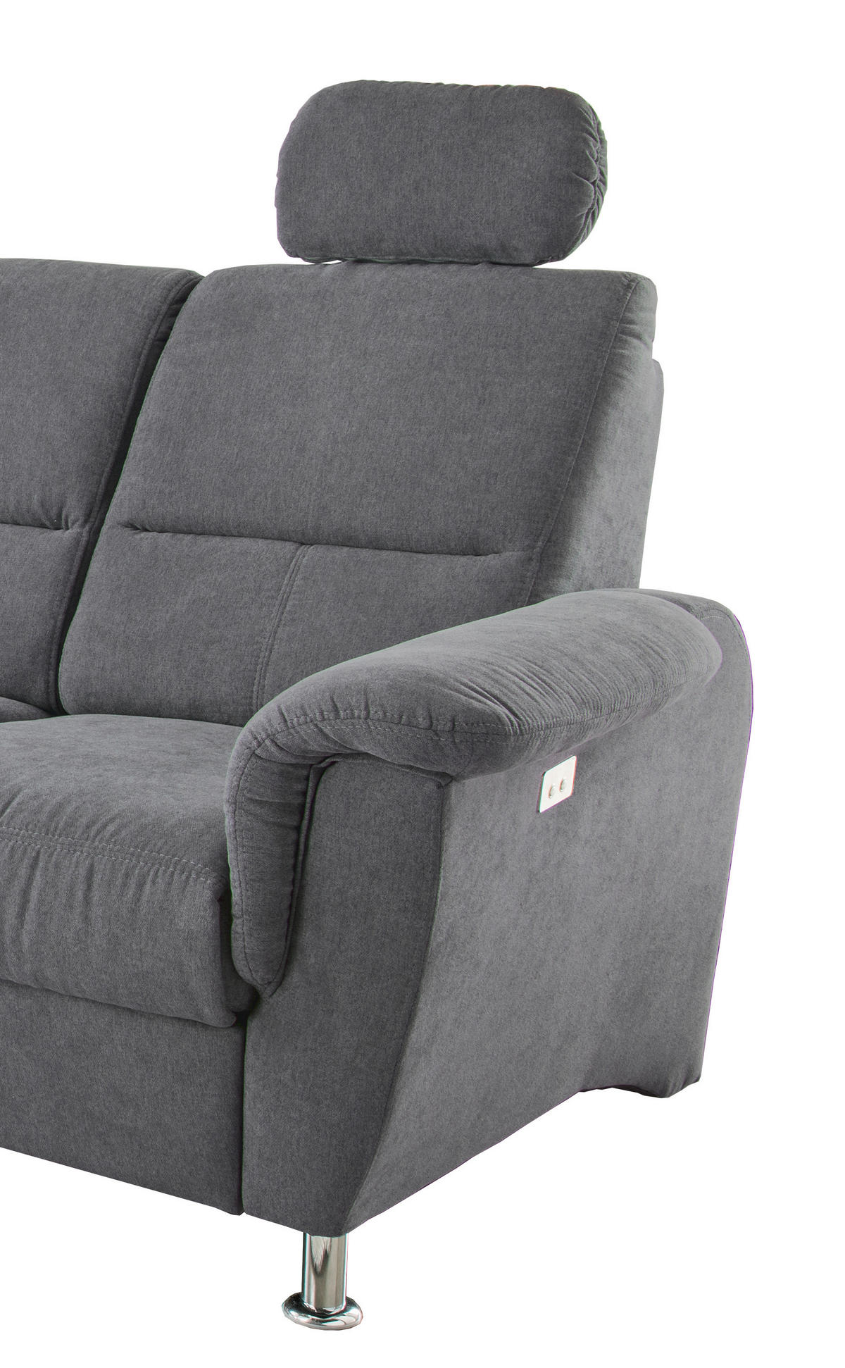 ECKSOFA in Mikrofaser Anthrazit  - Chromfarben/Anthrazit, Konventionell, Textil/Metall (165/292cm) - Livetastic