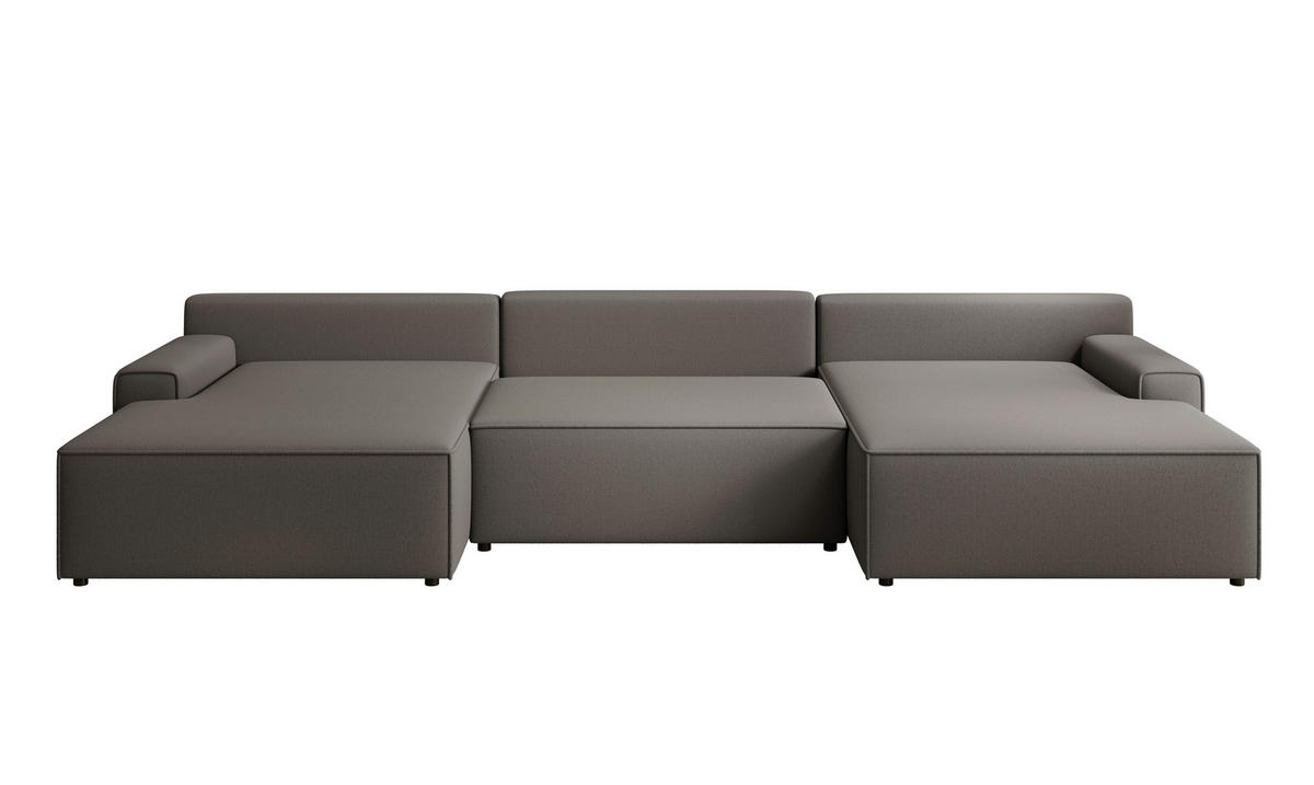 WOHNLANDSCHAFT CHALLENGE Graphitfarben Struktur  - Schwarz/Graphitfarben, MODERN, Kunststoff/Textil (168/333/168cm) - Trendmanufaktur