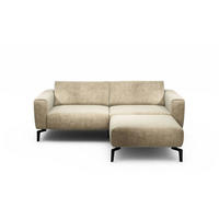 2,5-Sitzer inkl. Hocker in Samt Sandfarben  - Sandfarben/Schwarz, Design, Textil/Metall (220/86/86-94cm) - SENSOO
