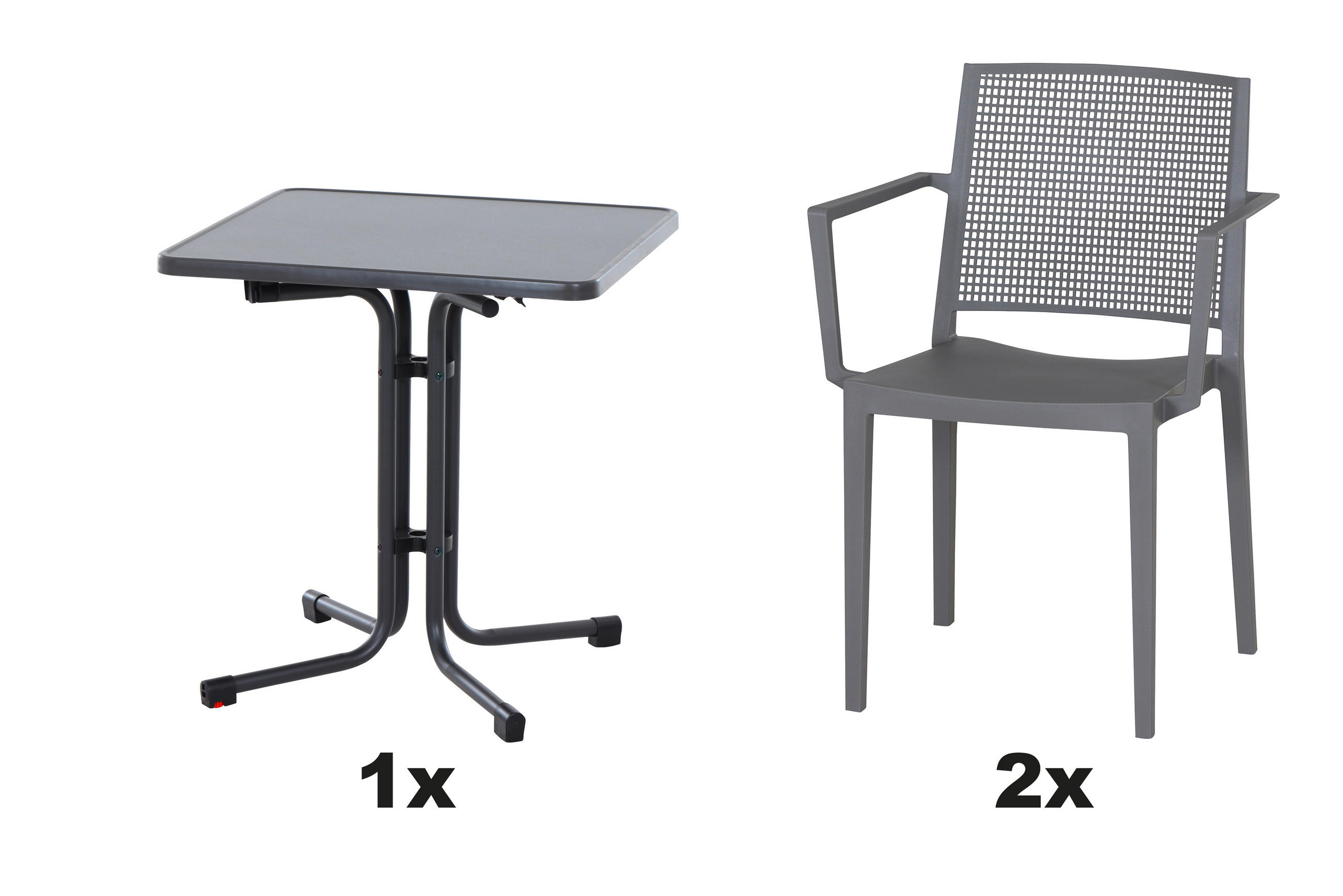 GARTENGARNITUR 3-teilig  - Anthrazit/Grau, Basics, Holzwerkstoff/Kunststoff (70/80/70cm) - Siena Garden