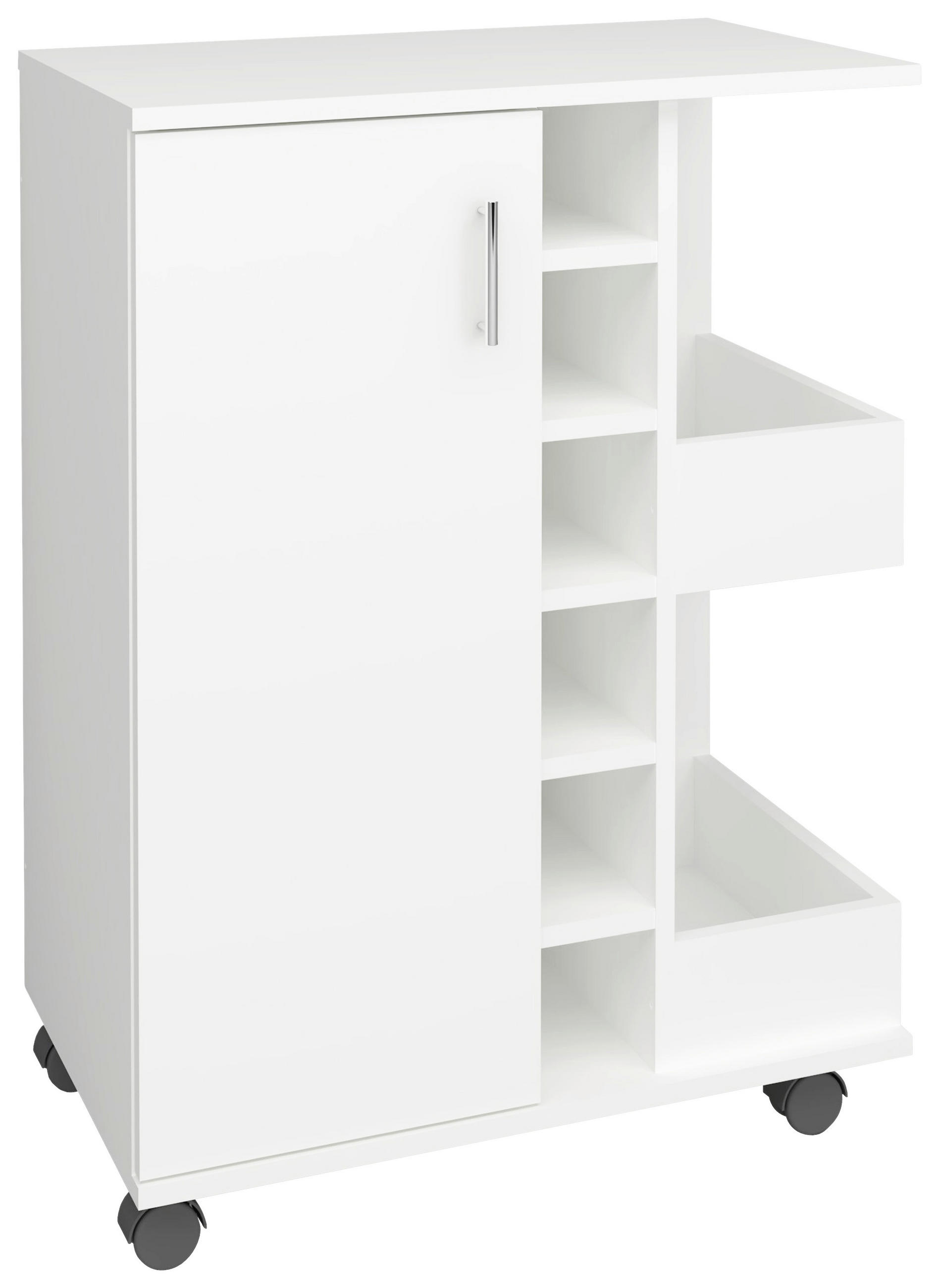 CHARIOT DE SERVICE in Weiss  - Weiss/Silberfarben, Design, Holzwerkstoff/Kunststoff (63/85/40cm) - MID.YOU