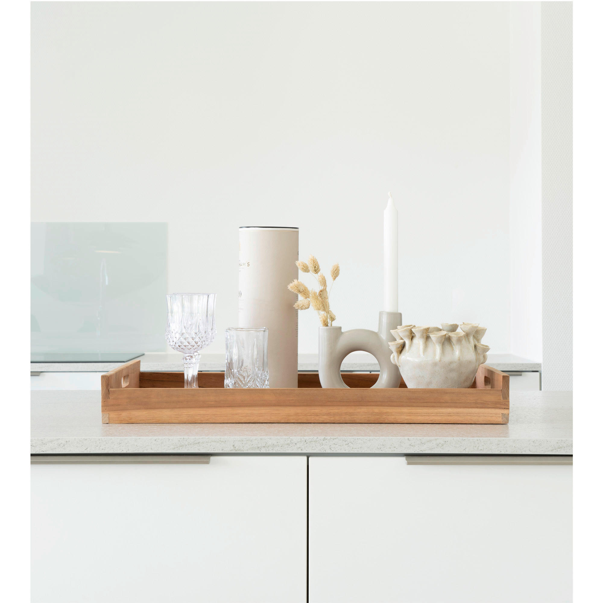 SERVIERTABLETT-SET     - Teakfarben, Design, Holz (38/7/58cm)