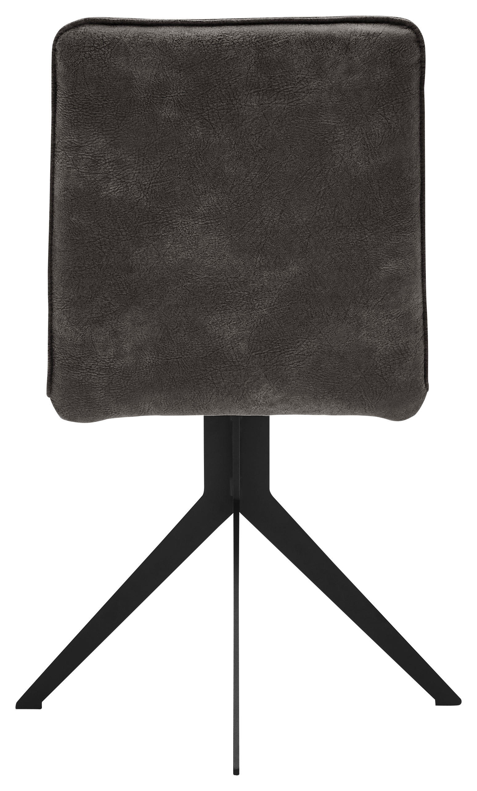 STUHL in Stahl Lederlook - Dunkelgrau/Schwarz, Design, Textil/Metall (46,5/87/64cm) - Voleo