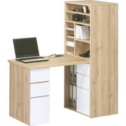 MINI OFFICE bela, bukev - bukev/bela, Konvencionalno, steklo/leseni material (65/150/170cm) - NOVEL