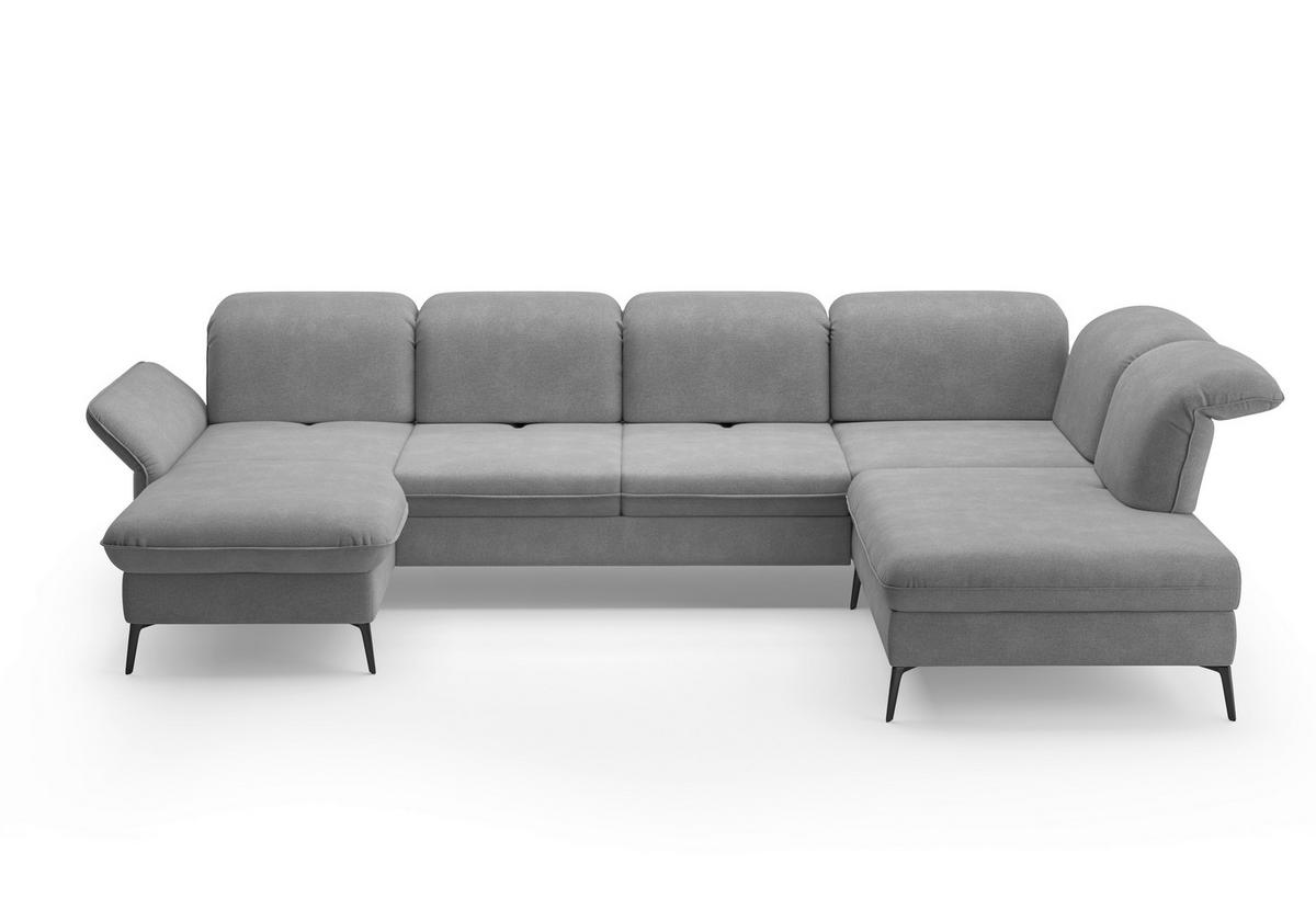 WOHNLANDSCHAFT in Flachgewebe Grau  - Schwarz/Grau, Konventionell, Textil/Metall (198/359/231cm) - Sit & More