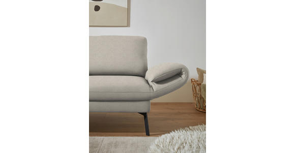 ECKSOFA  in Flachgewebe Naturfarben Armteilverstellung, Relaxfunktion, Drehsitzfunktion  175-224/255-365 cm  - Schwarz/Naturfarben, Design, Textil/Metall (175-224/255-365cm) - Dieter Knoll