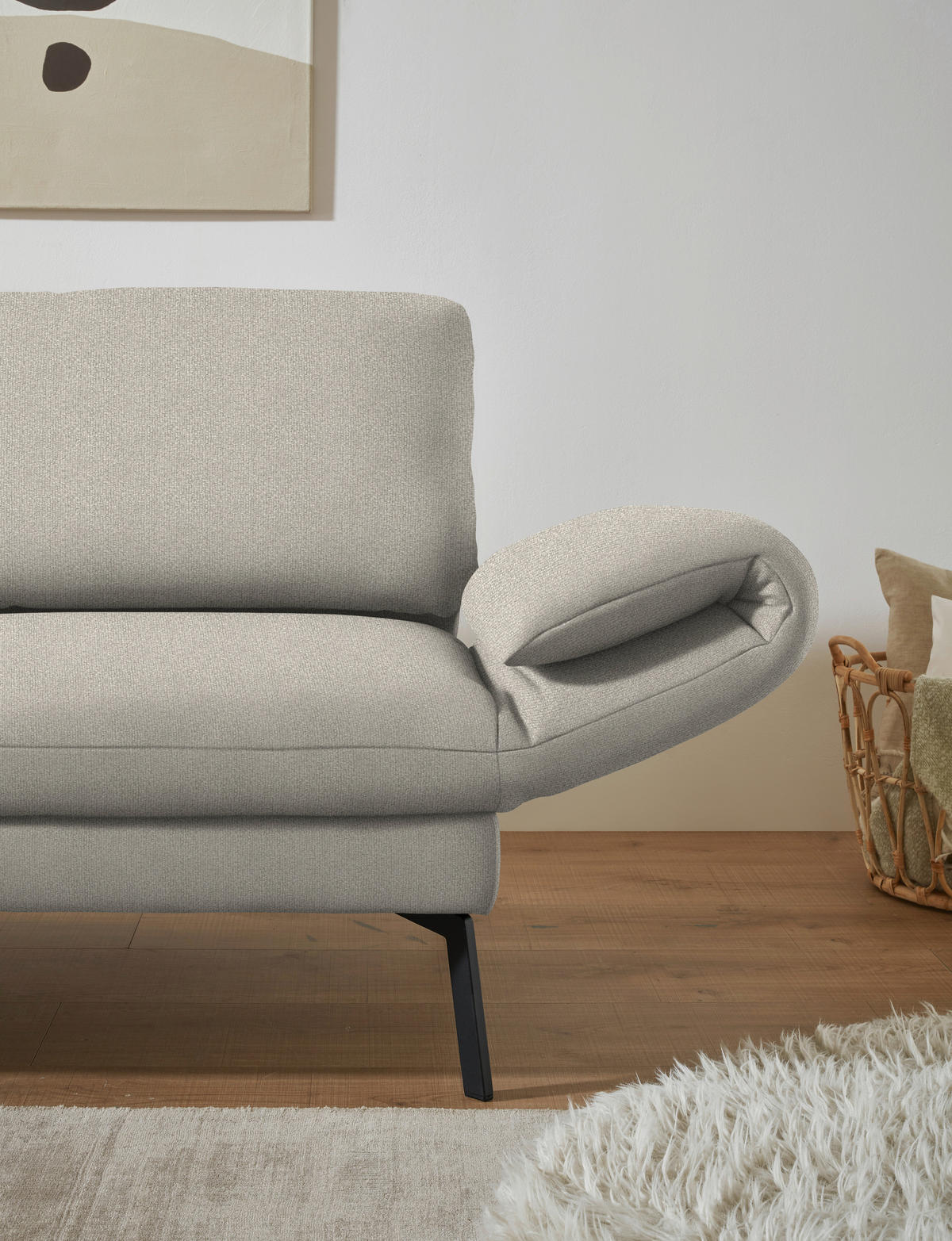 ECKSOFA  in Flachgewebe Naturfarben  175-224/255-365 cm  - Schwarz/Naturfarben, Design, Textil/Metall (175-224/255-365cm) - Dieter Knoll