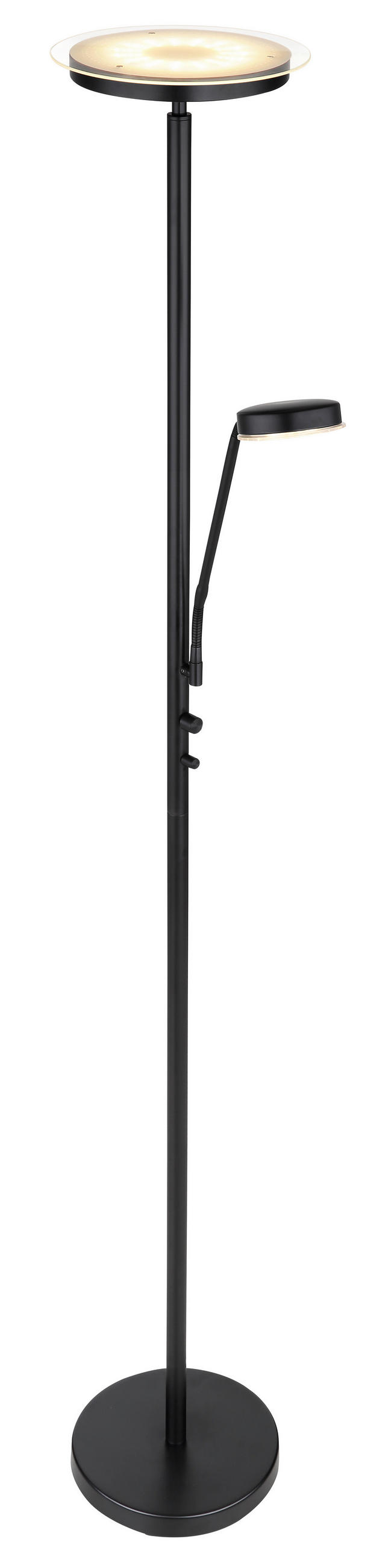 LED-STEHLEUCHTE 26/180 cm    - Schwarz, Design, Glas/Metall (26/180cm) - Globo