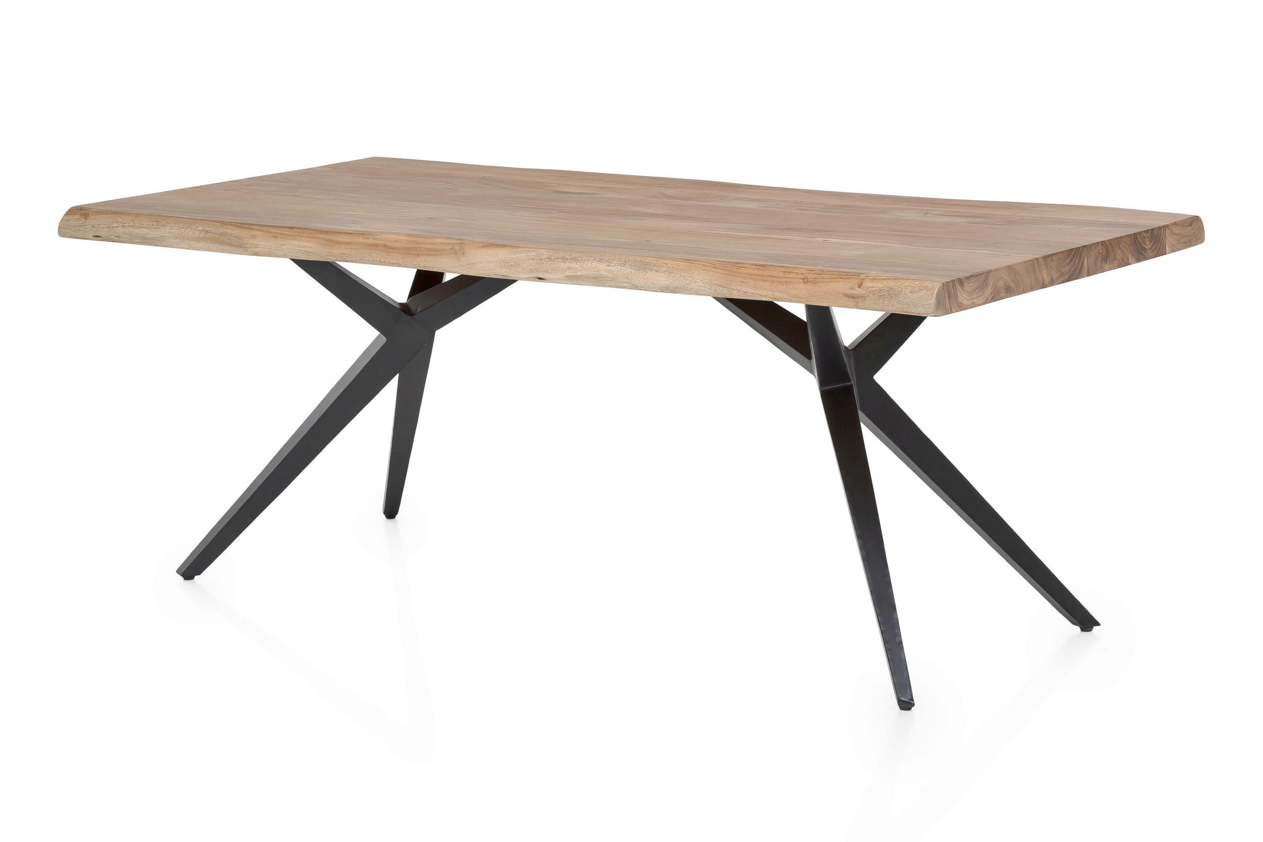 ESSTISCH 160/85/78,5 cm Echtholz  Holz, Metall rechteckig Naturfarben, Schwarz  - Schwarz/Naturfarben, MODERN, Holz/Metall (160/85/78,5cm) - MID.YOU