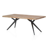 ESSTISCH 200/100/78,5 cm Echtholz  Holz, Metall rechteckig Naturfarben, Schwarz  - Schwarz/Naturfarben, MODERN, Holz/Metall (200/100/78,5cm) - MID.YOU