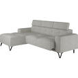 ECKSOFA Greige Chenille  - Greige/Schwarz, KONVENTIONELL, Textil/Metall (178/264cm) - Hom`in