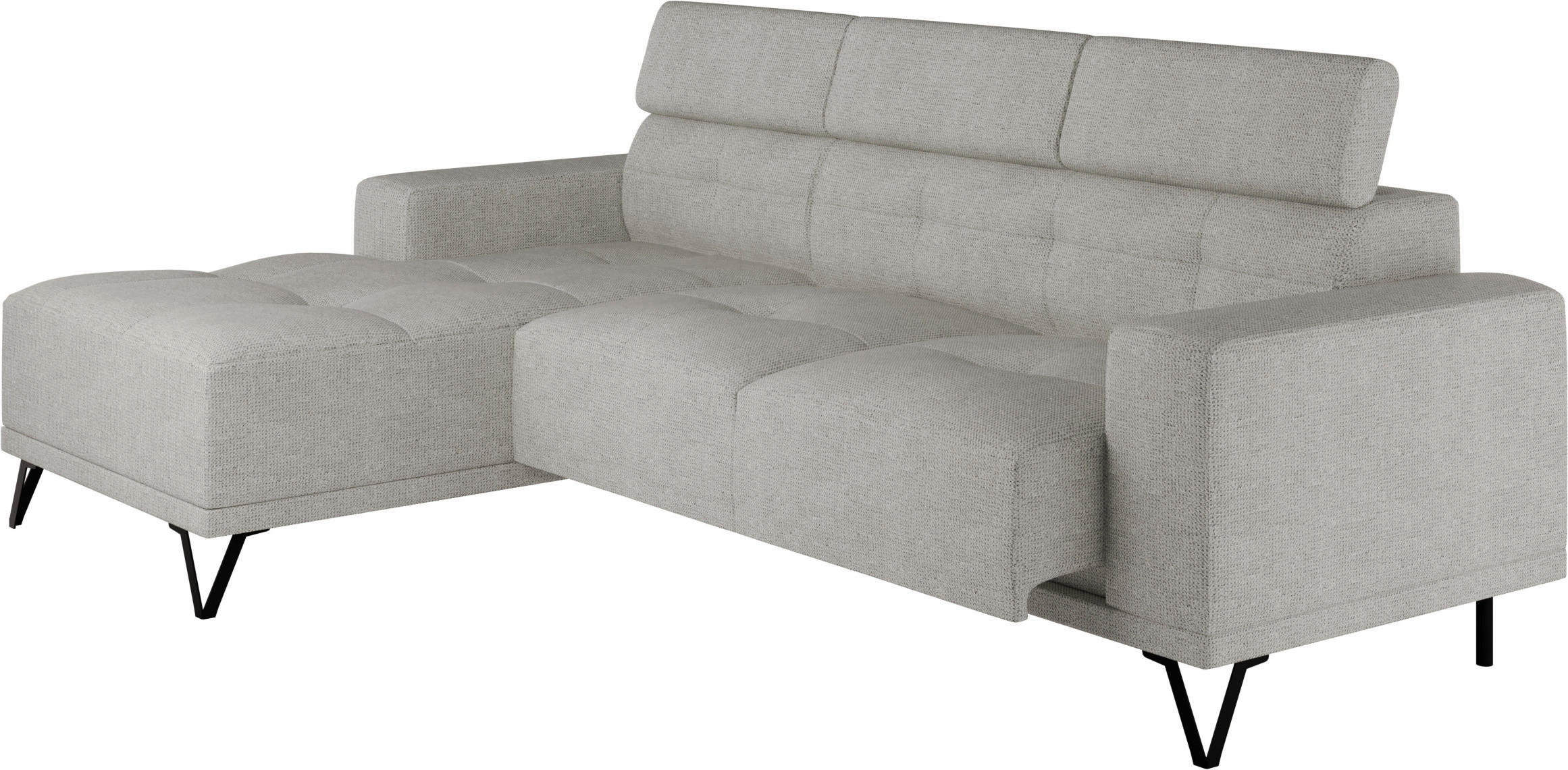 ECKSOFA Greige Chenille  - Greige/Schwarz, KONVENTIONELL, Textil/Metall (178/264cm) - Hom`in