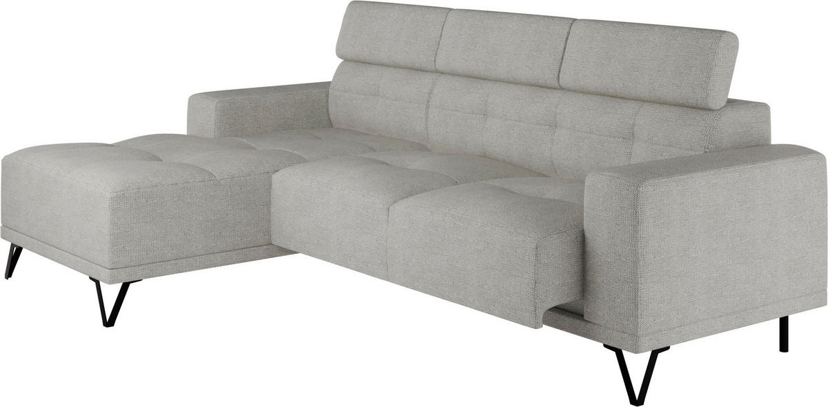 ECKSOFA Greige Chenille  - Greige/Schwarz, KONVENTIONELL, Textil/Metall (178/264cm) - Hom`in
